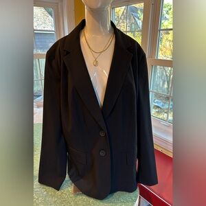 Sejour Woman's Blazer Jacket Black Cotton Blend Stretch Lined Size 18W Plus Size